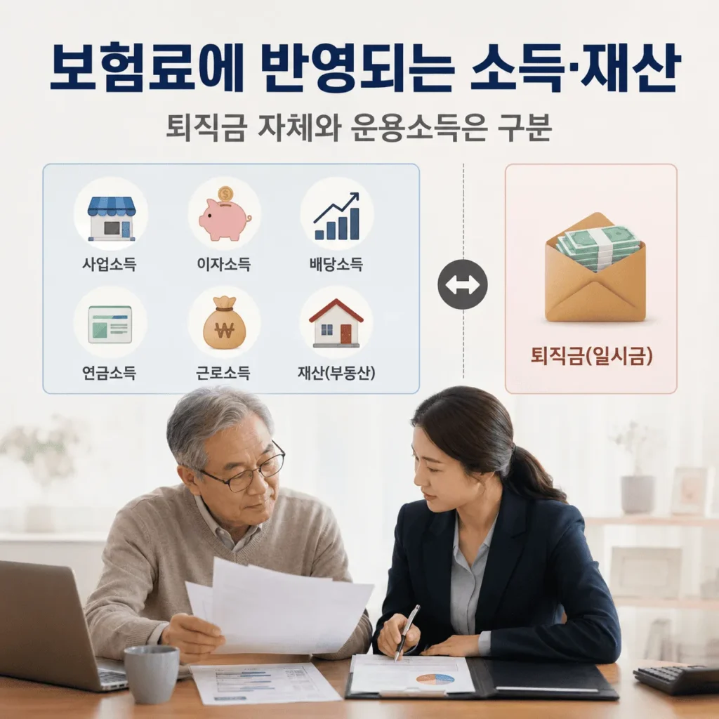 2026 퇴직 후 건강보험료 계산|지역가입자·피부양자·임의계속가입 비교 5 지역보험료에 반영되는 소득