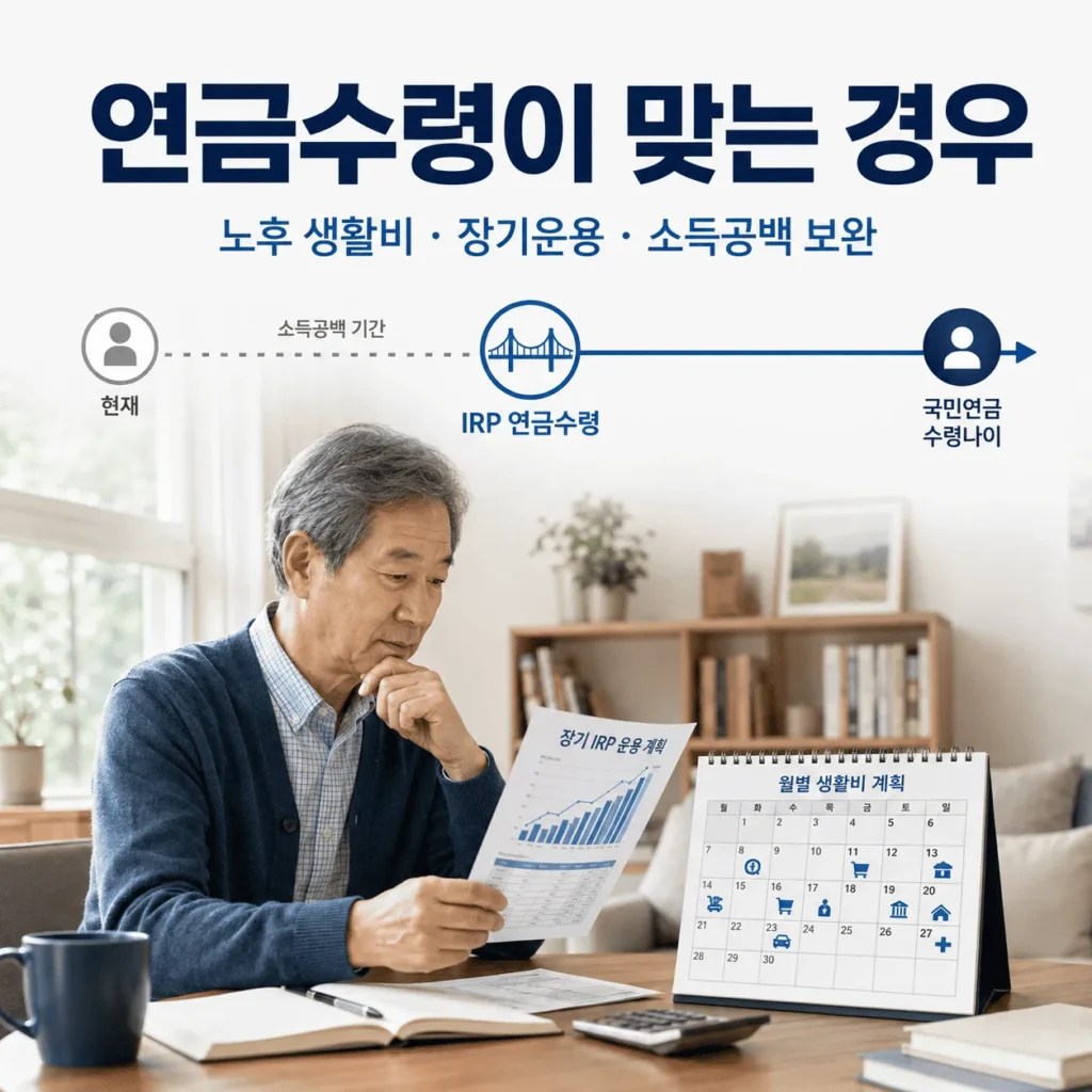 IRP 일시금 vs 연금수령 세금 차이|퇴직금 5천만원·1억원 비교 10 연금수령이 적합한 경우